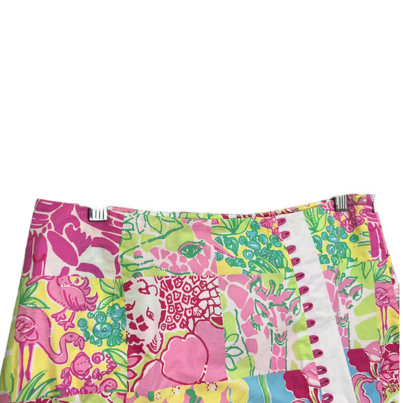 Lilly Pulitzer Women's Jungle Patchwork Skort Faux Wrap Mini Skirt Pink Cotton 6 - Picture 5 of 12